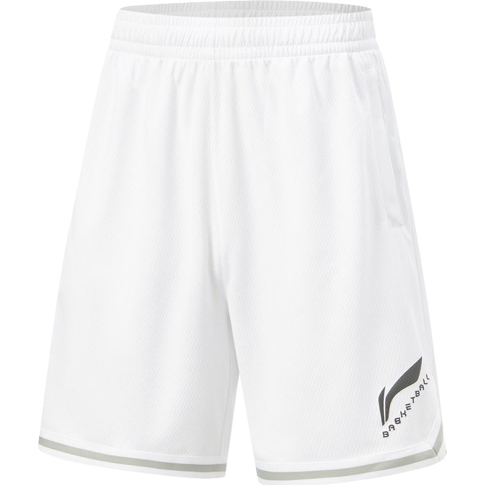 Li Ning Cba Series Pullover Round Neck Sleeveless Top Mid Waist Quick Dry Letter Shorts Casual Sports Set Men sets Standard-White AATU011-5