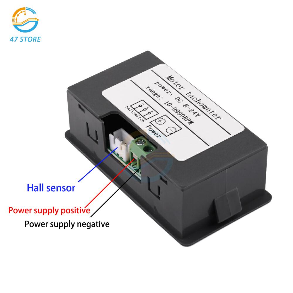 4 Digital LED Tachometer 0.56 Inch NPN 5V DC 8-24V 10-9999RPM Speed Meter RPM Gauge Speed Meter With Hall Sensor Switch
