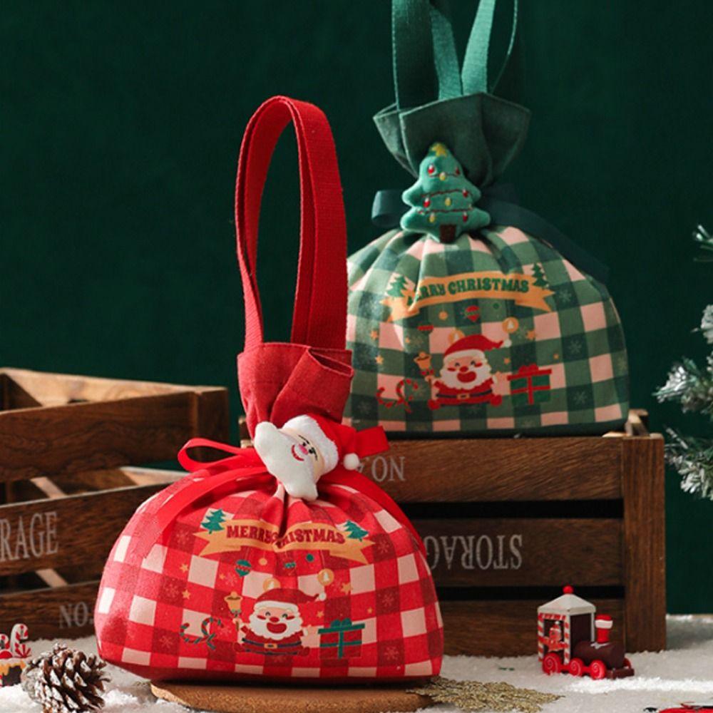 Cartoon Christmas Handbag Santa Claus Xmas Eve Packaging Bag Portable Christmas Gift Box Birthday