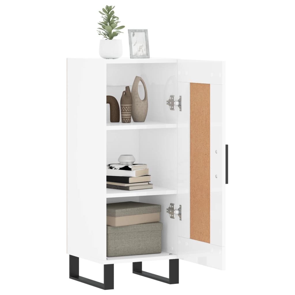 Sideboard High Gloss White 34.5 x 34 x 90 cm Engineered Wood
