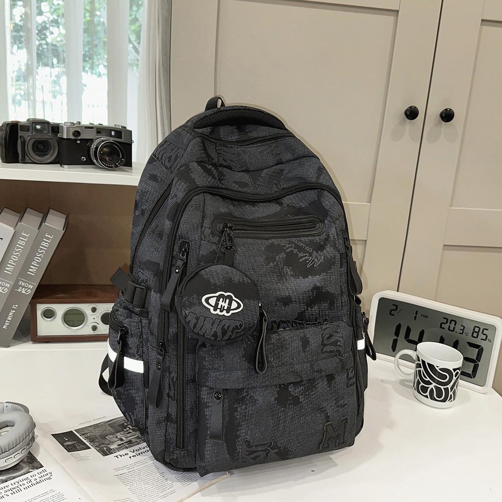 Schoolbag new Korean ins schoolbag women's high-value solid-color backpack casual simple and lightweight travel large-capacity backpack