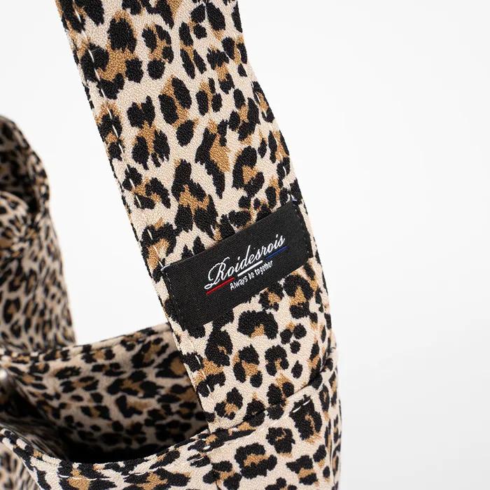 Leopard Flat Hobo Shopper Bag (Beige)