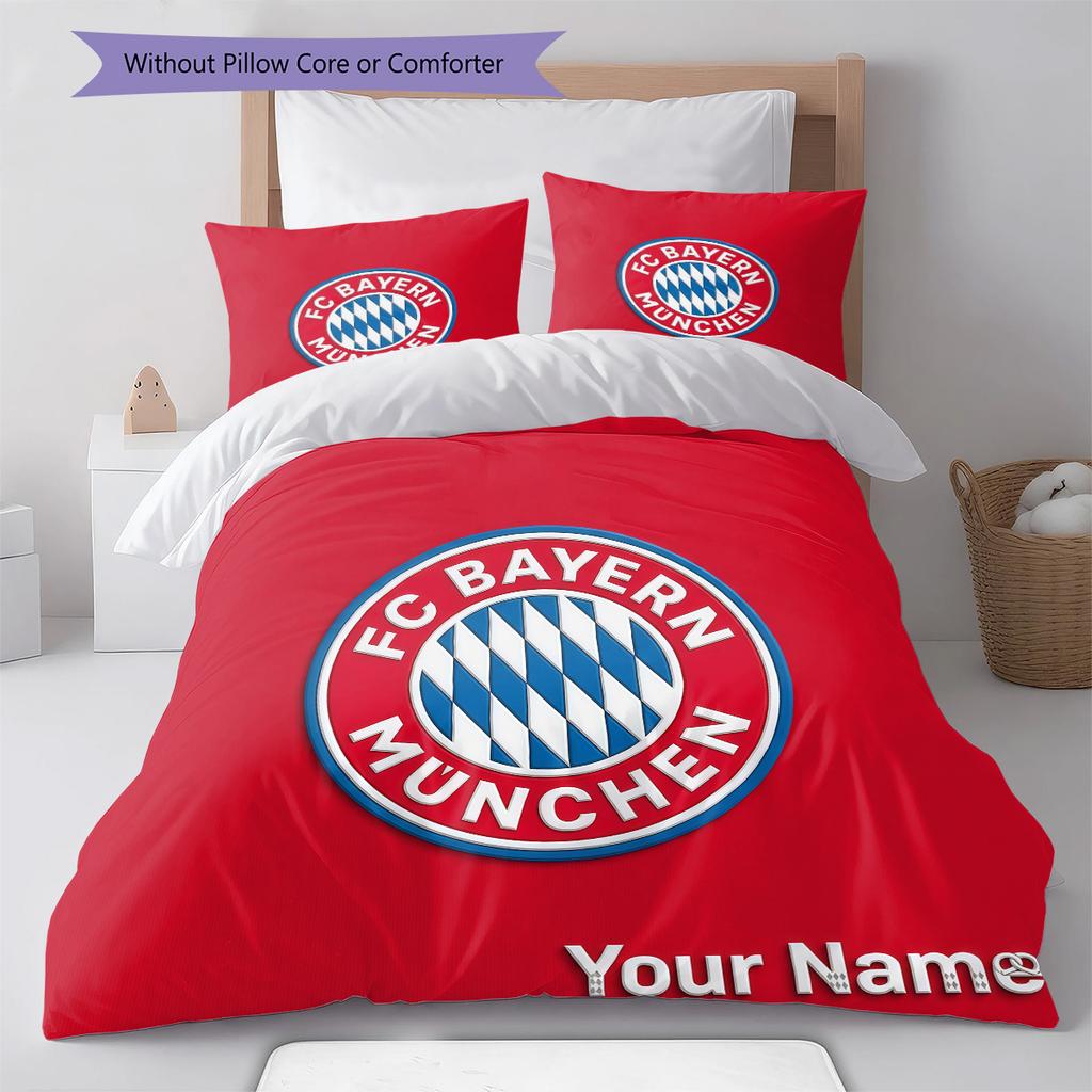 Biancheria da letto personalizzata FC Bayern Monaco, Set piumone Copripiumone Federa Regalo di Compleanno per la Casa(1 * copripiumino + 2 * federa, senza nucleo) -HE57