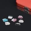 1pc Colored Rhinestone Metal Dustproof Charger Base Plug Cover, Artificial Diamond Charm Charging Port Protector