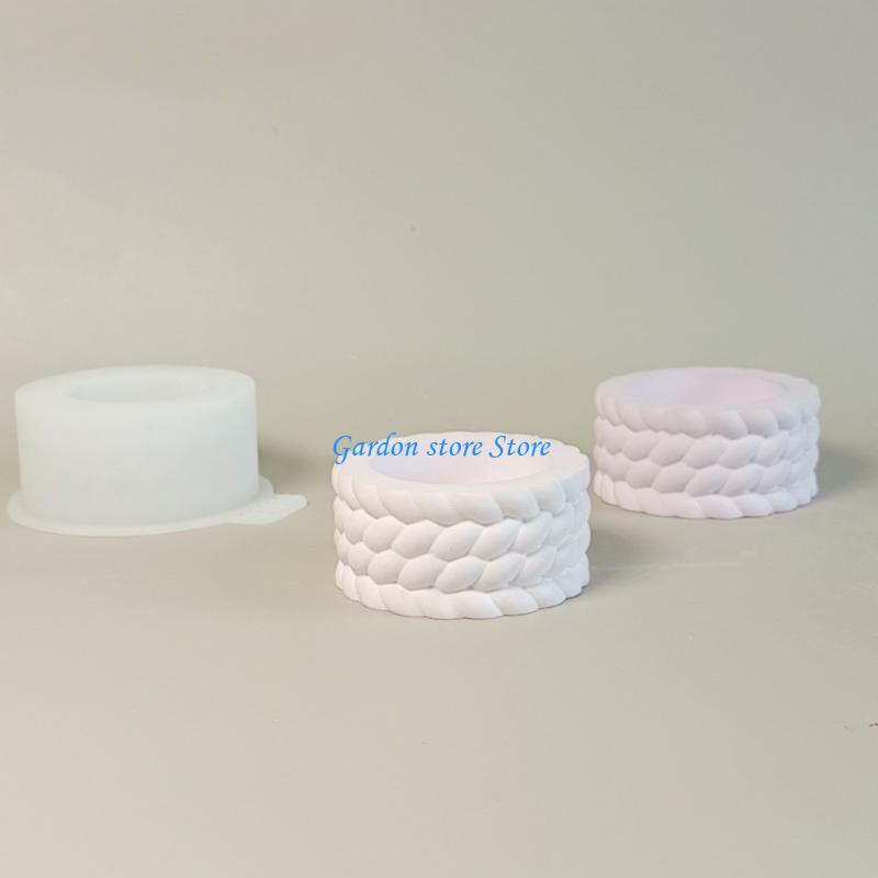 B0KB Braided Cord Silicone Holder Molds Epoxy Resin Silicone Molds for Candlestick Tealight Holder Home Decoratio