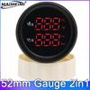 QC Car Oil Pressure Gauge 0-10 BAR Oil Press Oil Temperature LED Meter with Alarm For 12V24V Car Boat 52mm 2 in 1 Meters