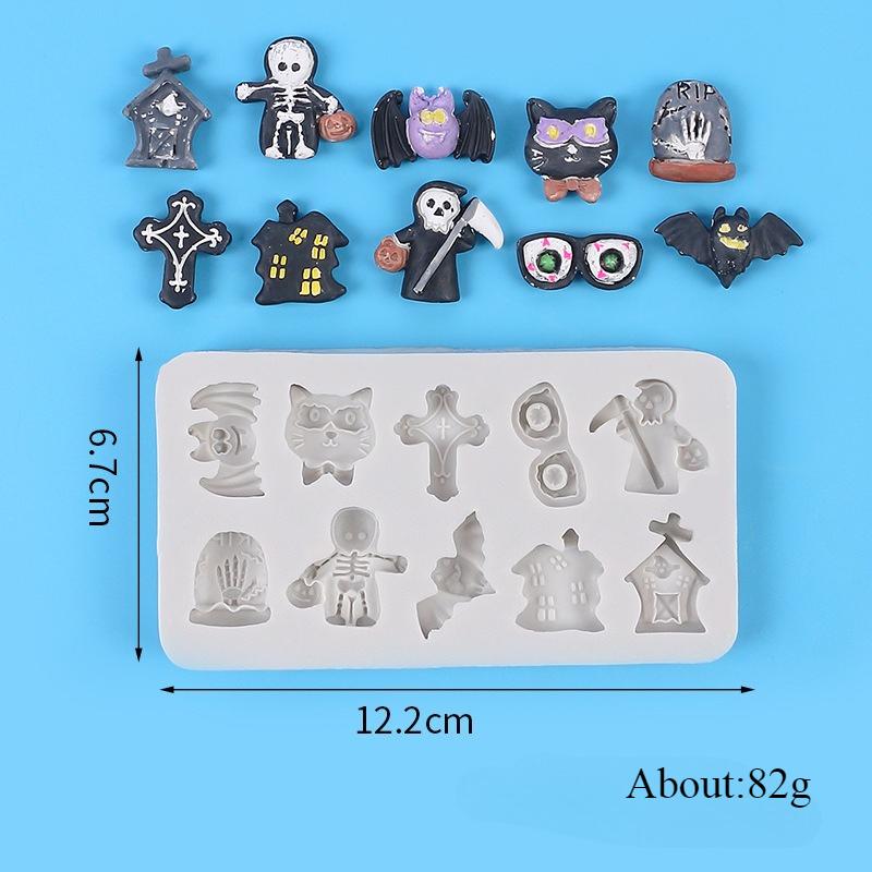

Halloween Silicone Molds Non-stick Ghost Pumpkin Bat Skull Witch Hat for DIY Fondant Pudding Cupcake Chocolate Candy Baking Mold