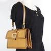 Gucci G Buckle Shoulder Bag 001.4140 Brown Calfskin Women Used