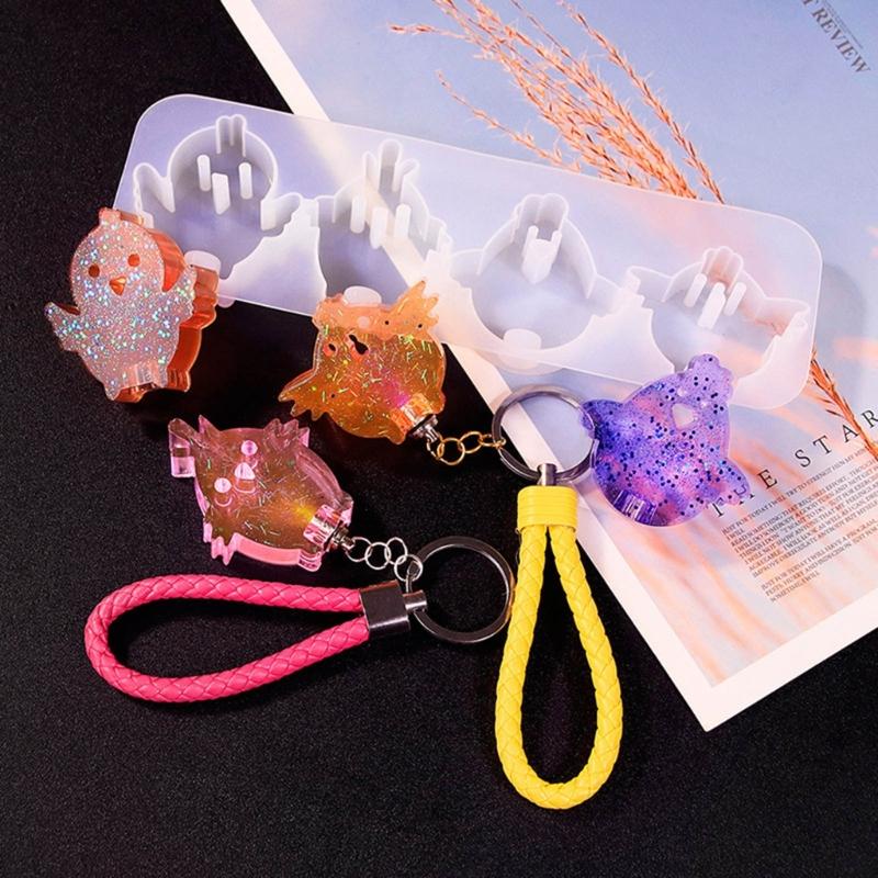 Silicone Mold Animal Dog Keychain Molds DIYs Crystal Earrings Pendant Mould Epoxy Resin Jewelry Making Mould Accessory