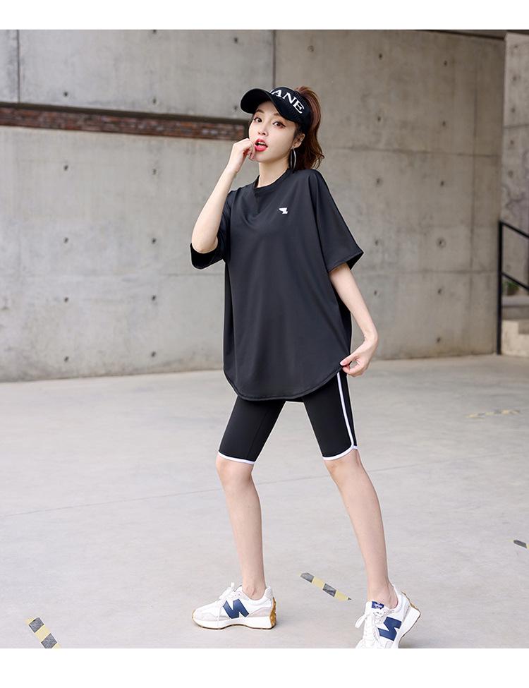 Women's Plus Size Yoga Set: Loose Short Sleeve T-Shirt & Gym Shorts