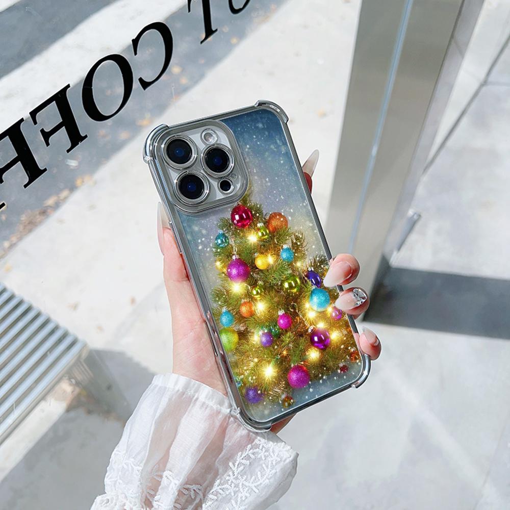 Ae114 Merry Christmas Christmas tree art Electroplated TPU Phone Cases for Samsung A54 A12 A14 S22 S23 S24 Ultra A55 A15 Four Corner Protection Cover