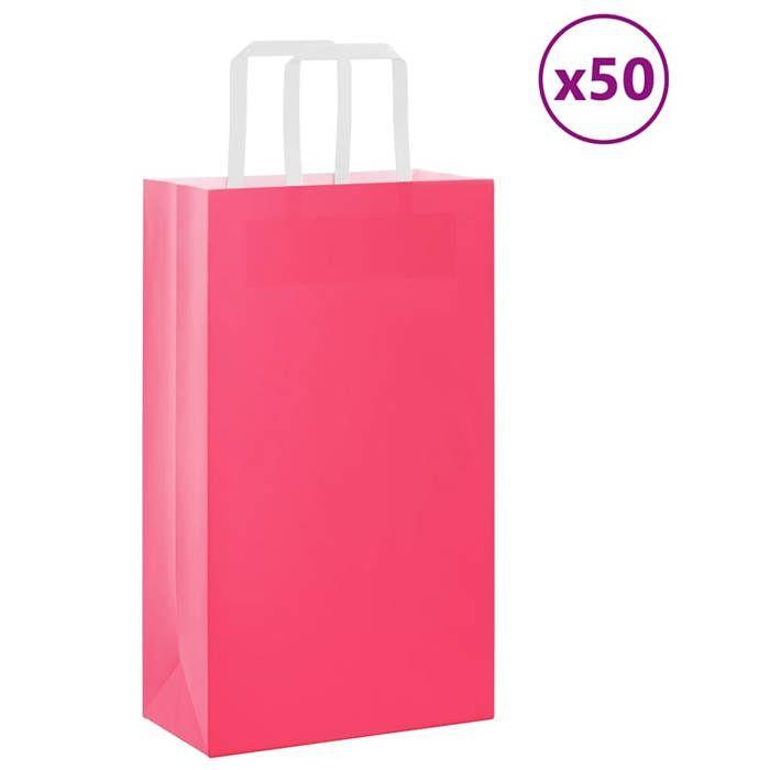 VidaXL Paper Bags 50 Pcs with Handles Pink 21x11x36 Cm, Paper Bag, Paper Gift Bag, Paper Gift Bag, Bag 4101883