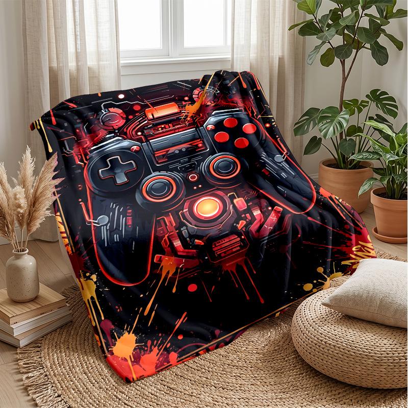 Cosmic Neon Game Controller blanket Personalized Name Flannel Blanket Soft Cozy Plush Throw for Sofa Bed Lightweight Home Decor