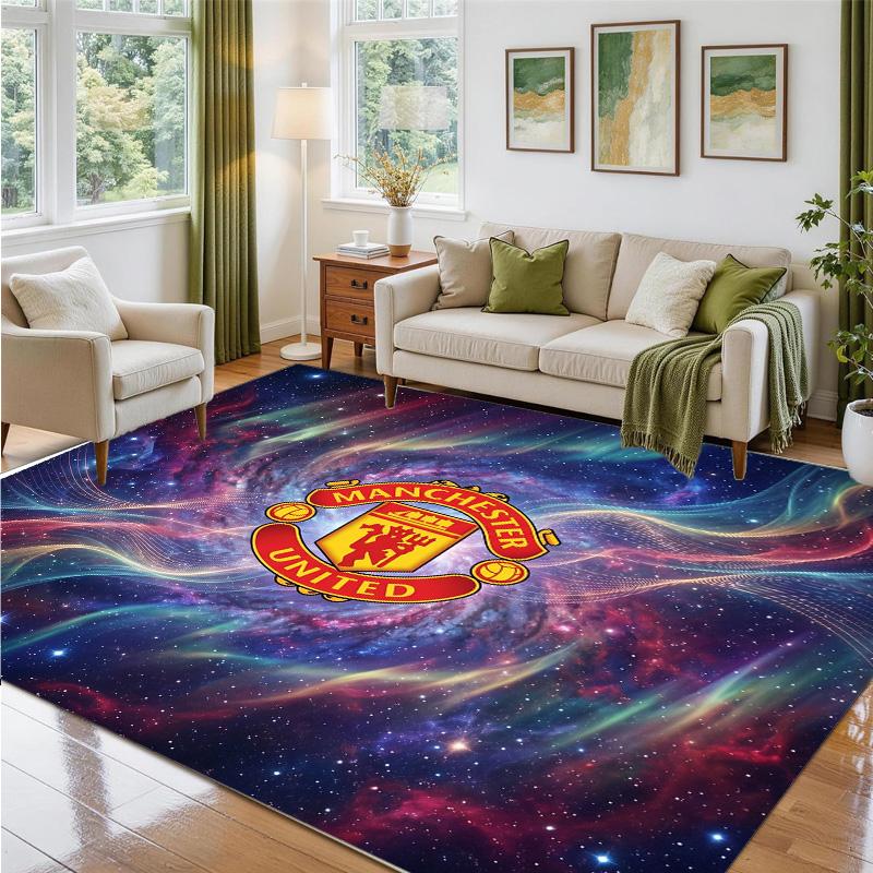 Manchester United Design Crystal Velvet Rug Soft Decorative Mat for Bedroom Entrance
