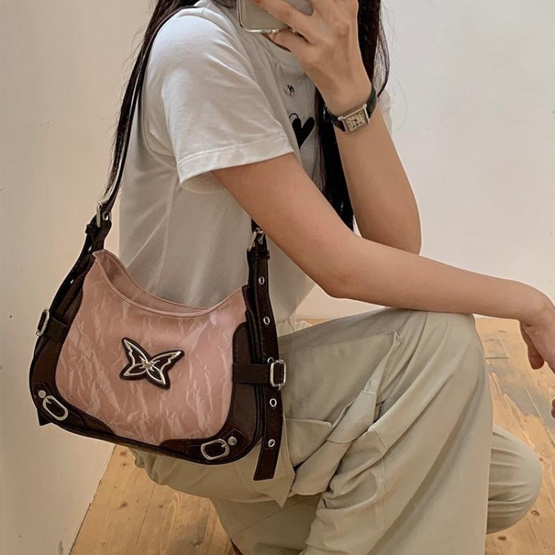 Shoulder Bags for Women American Vintage Butterfly Handbags Fashion Female Motorcycle Crossbody Bag Harajuku Underarm Bags