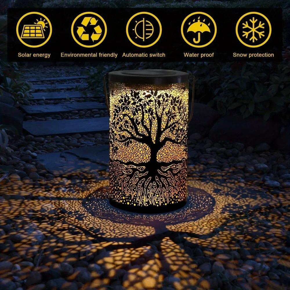 Solar Light Outdoors Handheld Iron Hollow Projector Light Hanging Solar Lantern Waterproof Solar Light  Decorative Lights