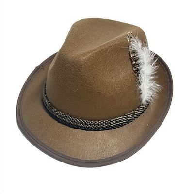 Fashion Feather Decors Hat Western Bavarian Costume Cosplay Cap Ornament Dress Up German Beer Festival Hat