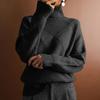 Women's Fashion Casual Fall Winter Solid Color Print Long Sleeve High Neck Sweaters