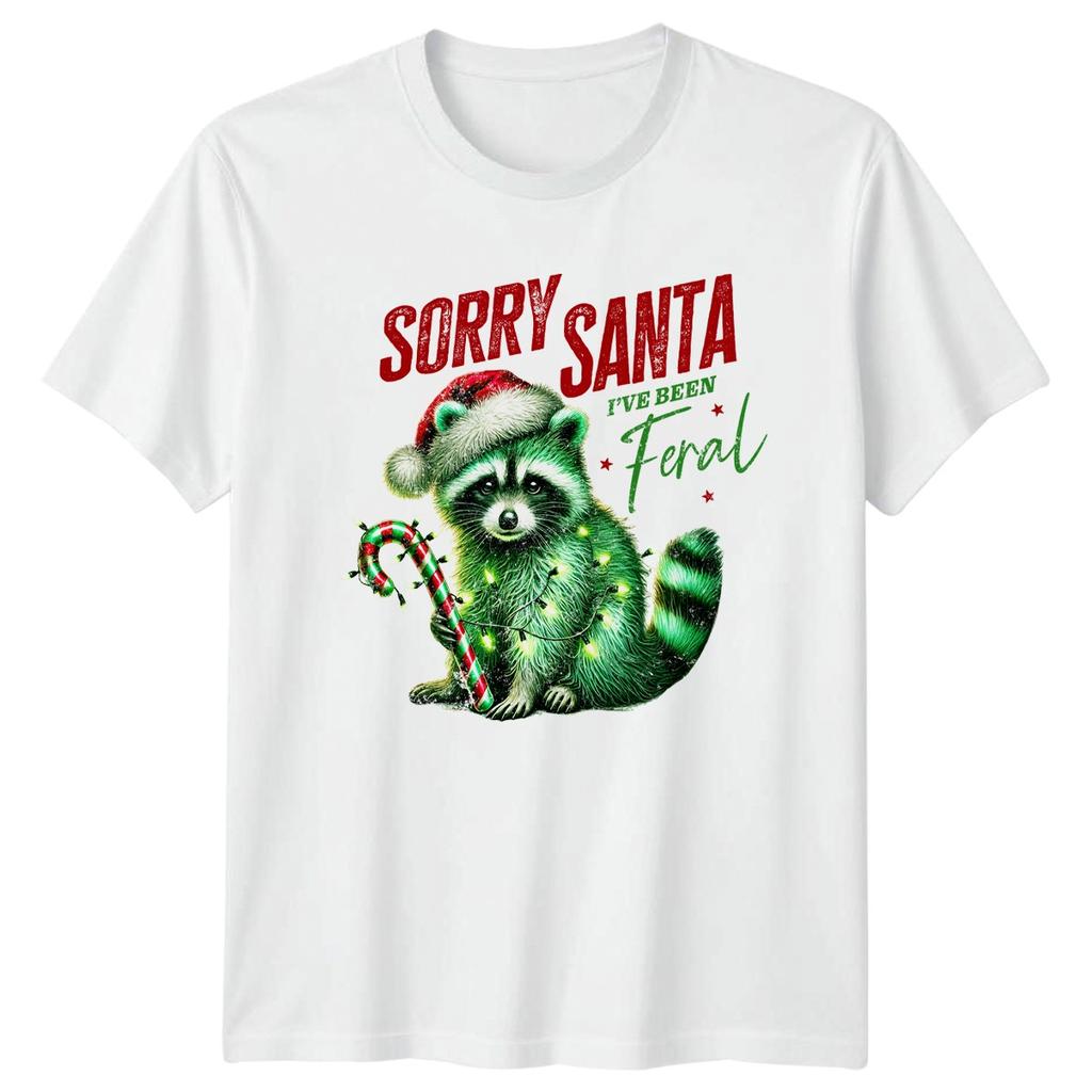 Sorry Santa Ive Been Feral Raccoon Christmas Holidays Unisexs Unisexs Graphic Tee b