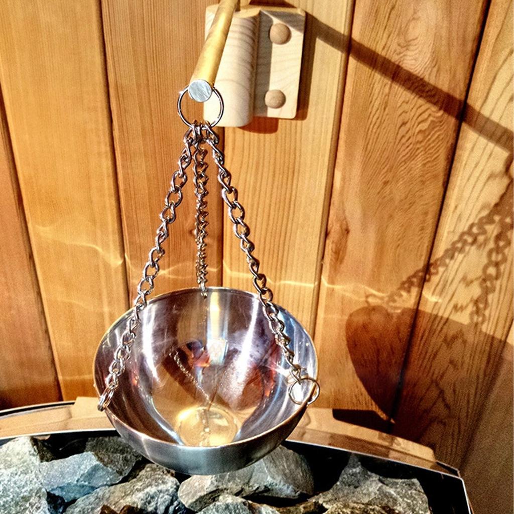 Sauna Essential Oil Holder Round Stainless Steel Sauna Aroma Oil Bowl Cup Essential Oil Fragrance Diffuser for Spa 4.7in