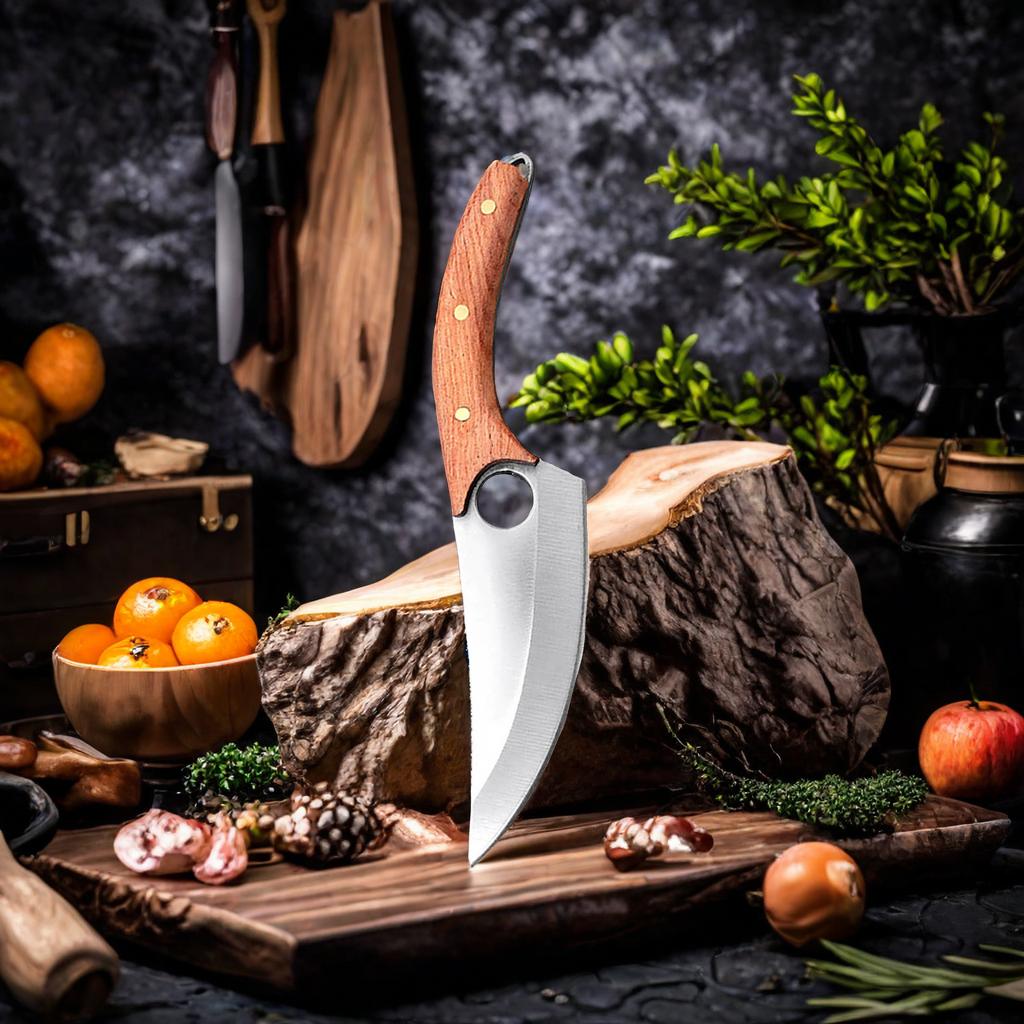 Kitchen Mini Meat Cleaver Pocket Boning Knife Chef Utility Knife Barbecue Cutting Fishing Knife Paring Cutter Tools with Sheath