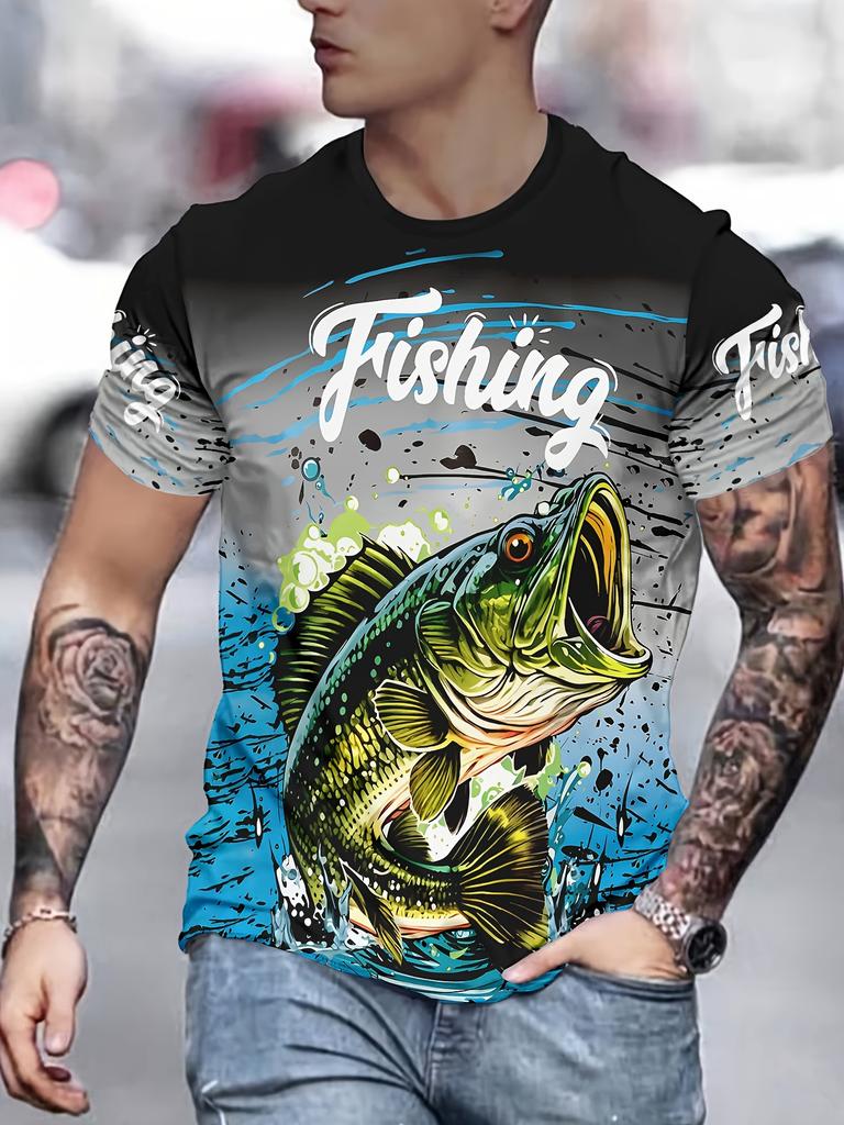 Men's Fishing Shirt Summer T Shirt Short Sleeve Tee Top Men T-Shirt Harajuku Casual T Shirt Men Round Neck Tops Fishing T-Shirts