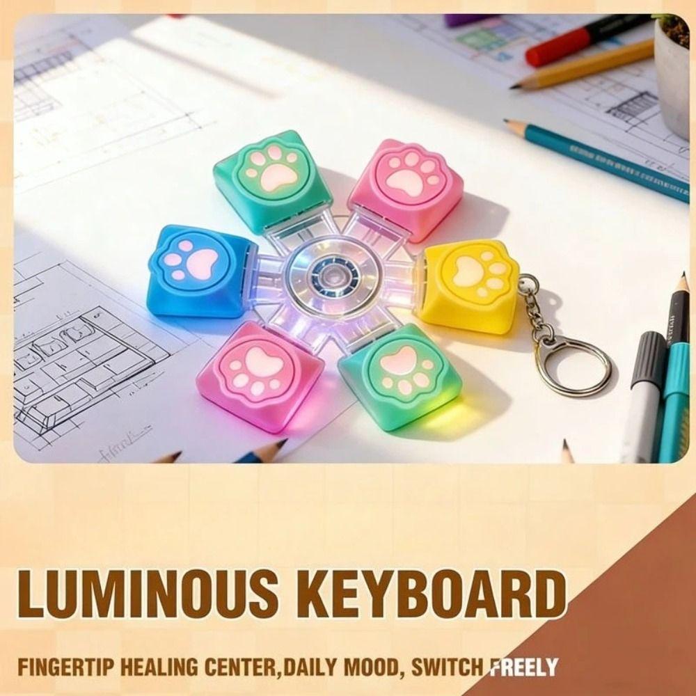 Relief Stress Keyboard Keychain 6 Keys Button Keyboard Clicker Toy Fidget Keychain  For Gifts