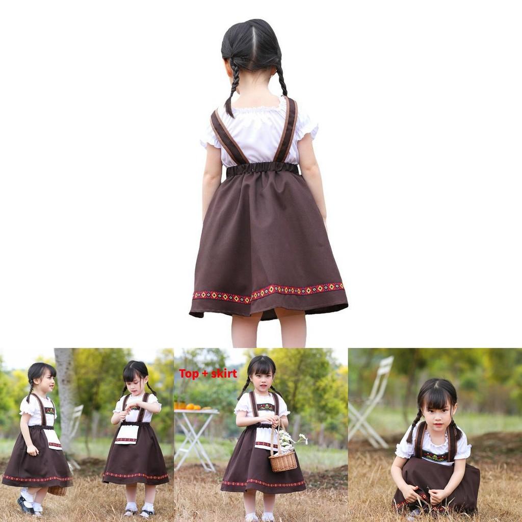 Girl Bavaria Traditional Ethnic Dress With Embroidery For Costumed Theatre Performances