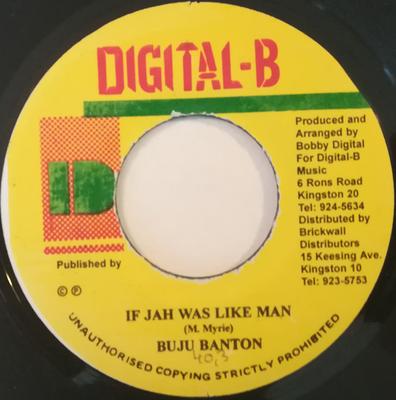 7inch Record BUJU BANTON - If Jah Was Like Man NONE Digital-B Jamaica Reggae, Ska & Dub Used