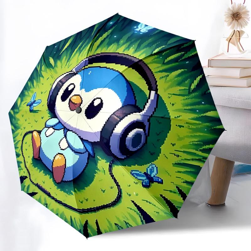 1pc Penguin Automatic Open/Close Umbrella - Compact Travel Umbrella with 8-Rib Durable Frame, Portable for Commuting, yy251023027