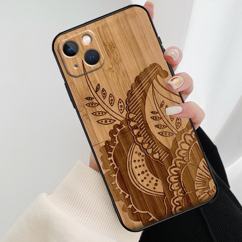 Natural Bamboo Wood Animal Print Phone Case For iPhone 17 Pro Max 14 13 12 11 15 16 Pro Max mini 15 16 Plus 16e 17 Air Cover