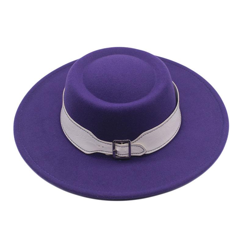 European and American fashion autumn and winter woolen top hat women, British retro temperament big-brimmed jazz hat women's concave felt hat