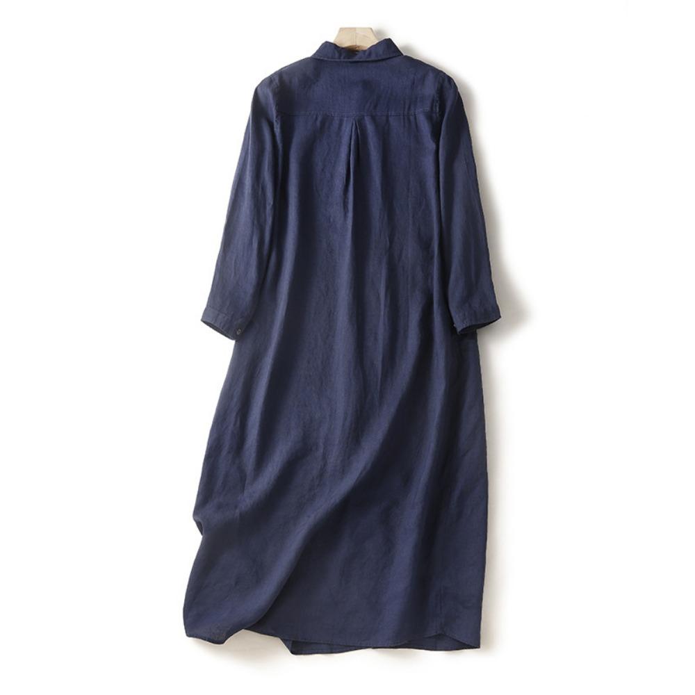 Spring Retro Loose Women's Casual Long Sleeved Shirt Dress