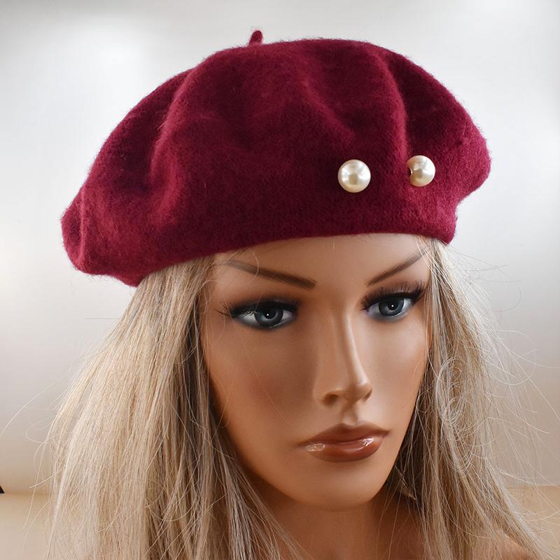 56cm Malířská čepice Lehký Perlový Baret Retro Kšiltovka Vintage Tenká Vintage Vlna Francouzská Dámská Podzimní