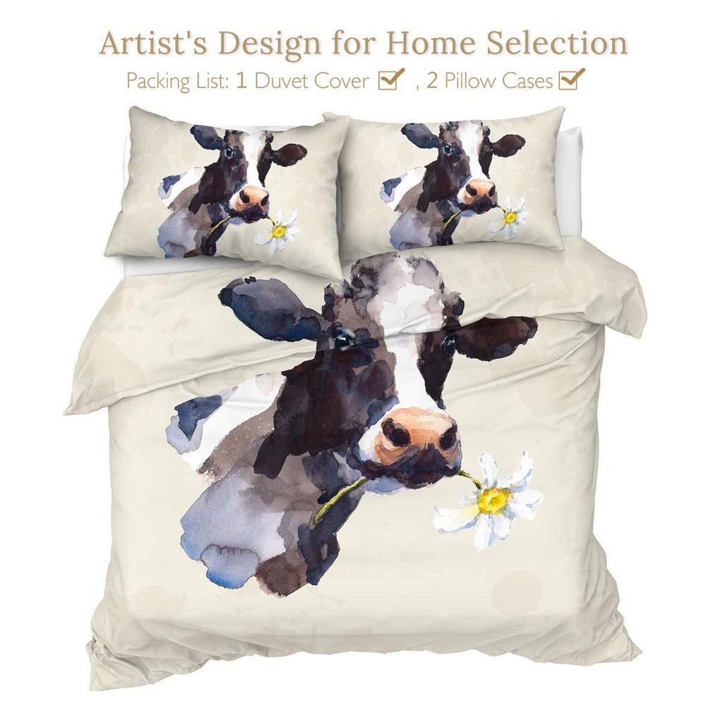 Animal Oil Painting Bedding Three-Piece Quilt Cover