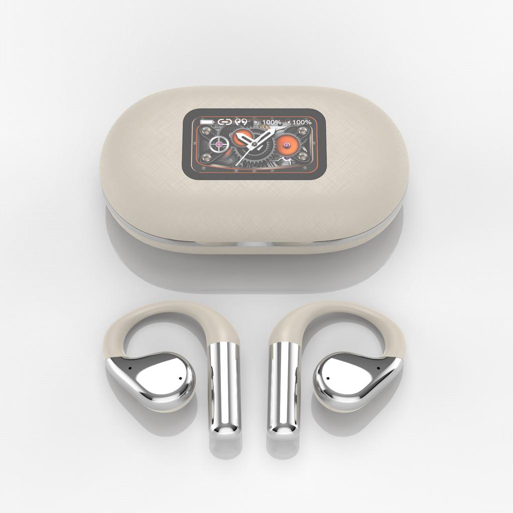 Smart Screen Open Ear LCD Display Noise Cancelling Headset OWS Sports Bluetooth Headset