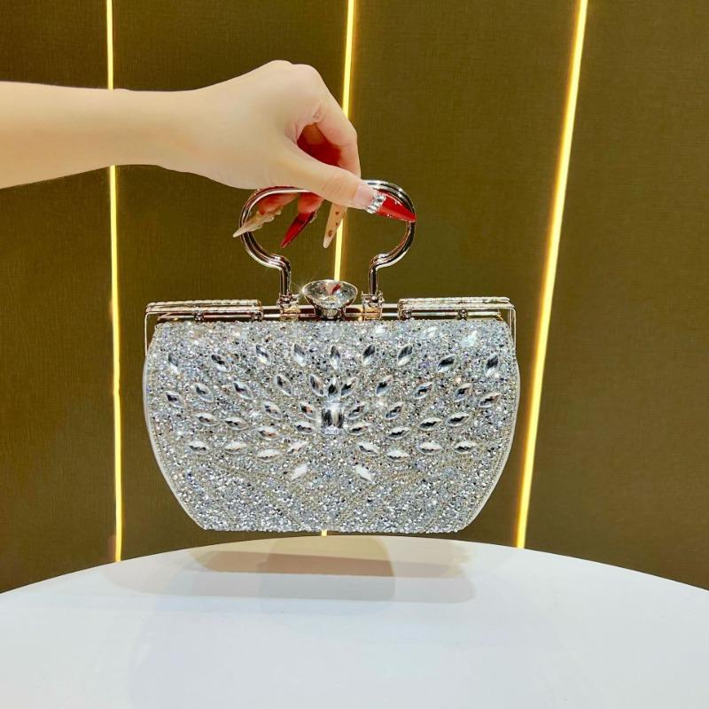 Handtasche mit großem Fassungsvermögen, mit Diamanten besetzt, modische und leicht luxuriöse Kleider-Tasche, Party-Umhängetasche für Bankette