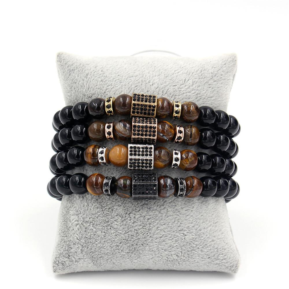 Geometric Alloy Micro Inlaid Diamond Car Wheel Bead Bracelet For Men And Women