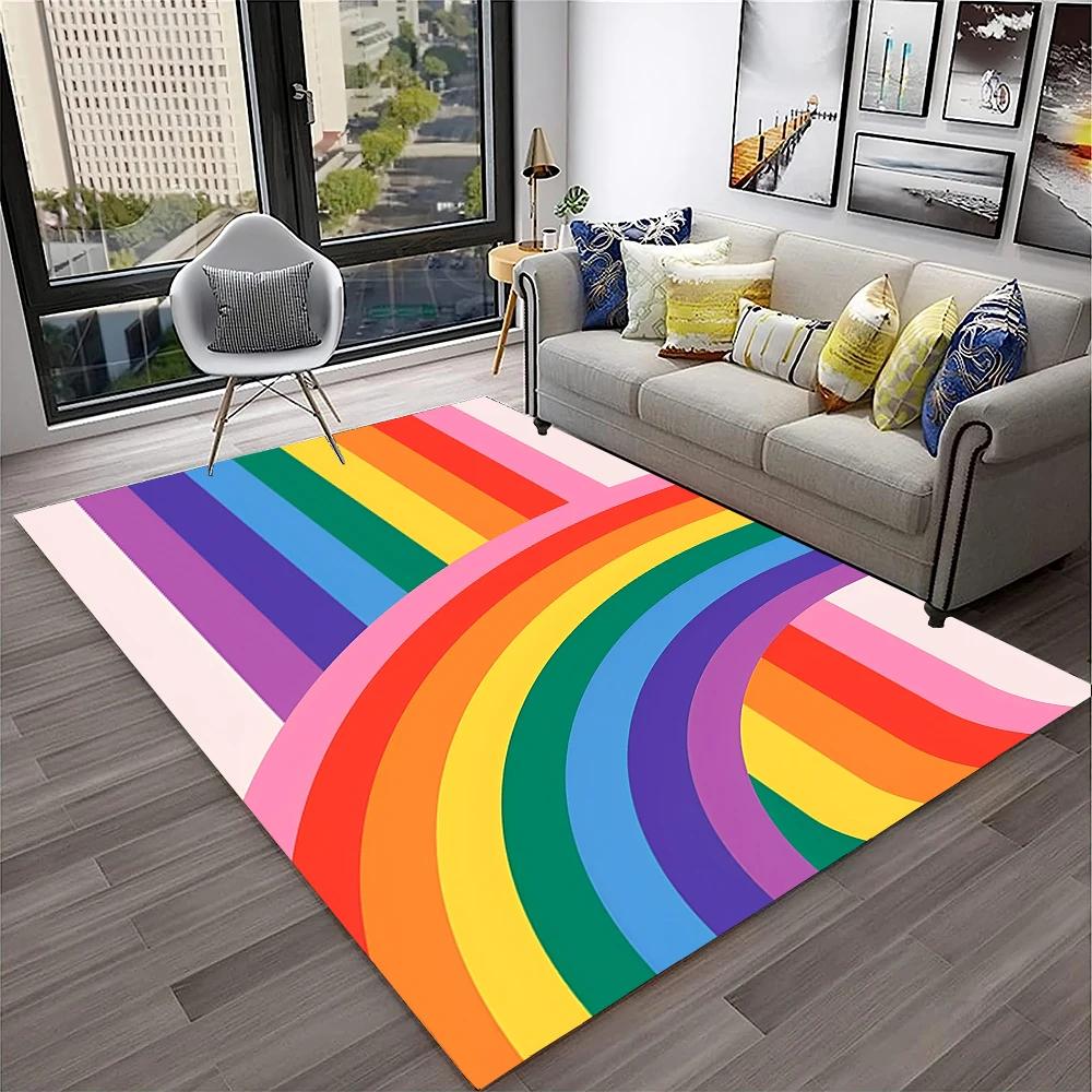 

Rainbow Color Carpet Home Decoration Floor Mat Bathroom Living Room Bedroom Kitchen Soft Anti-Slip Carpet Entrance Door Mat 40x60cm 16x24 inch
