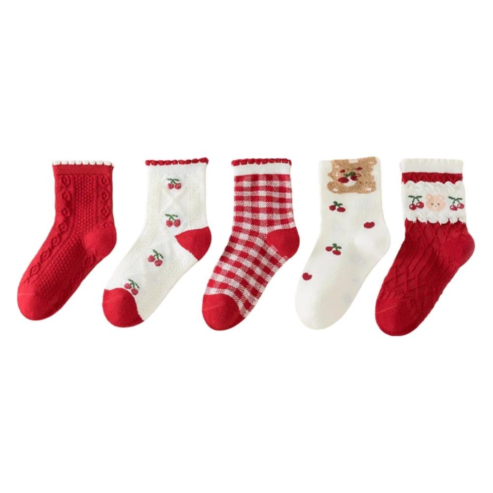 Cotton Christmas Socks Cartoon Bunny Rabbit Middle Tube Socks Kids Hosiery  Zodiac Year Celebration