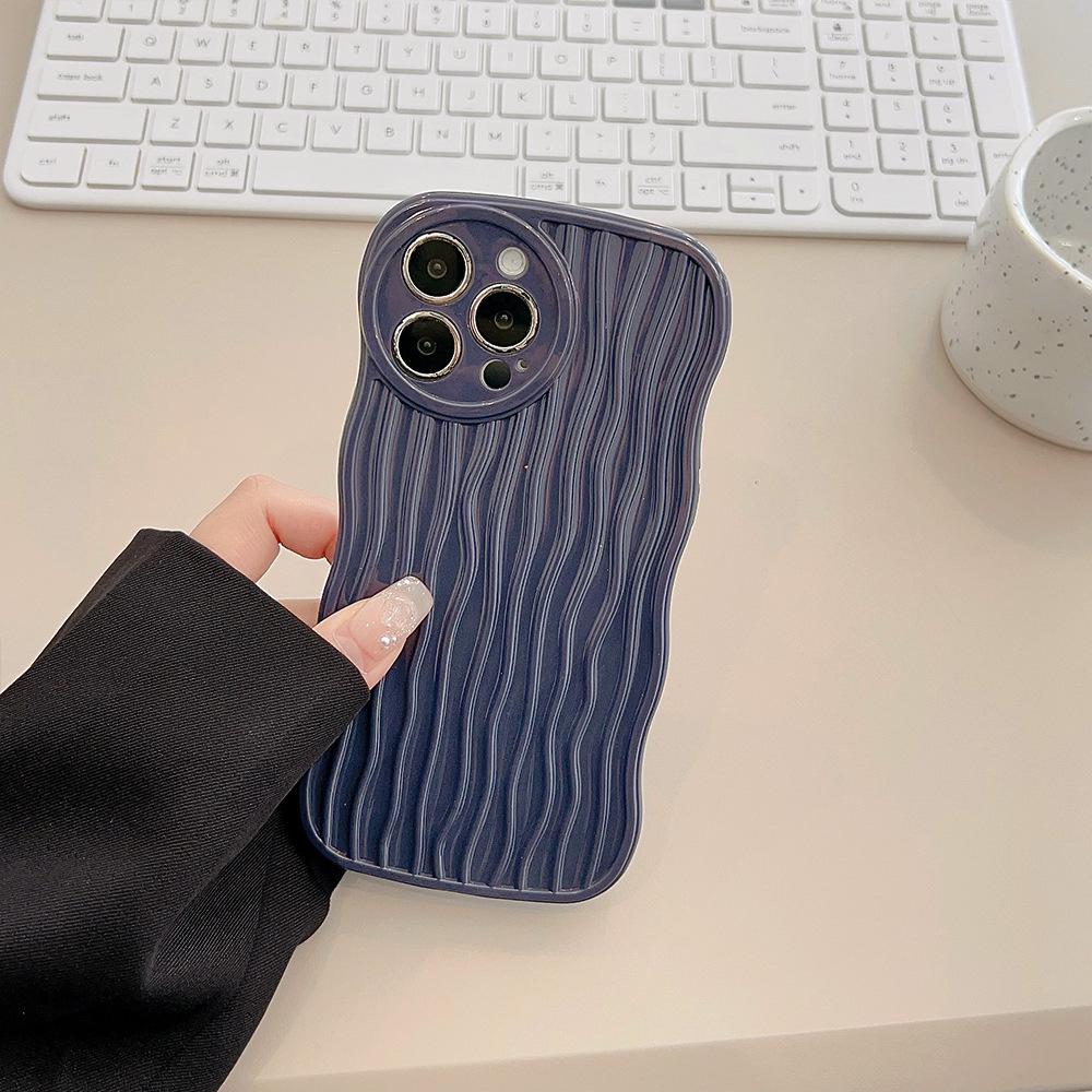 

Applicable To 14promax Wave Water Mark 12 Apple Phone Case Iphone13 Anti Fall XS Soft Shell 15 Solid Color 11 X 13promax