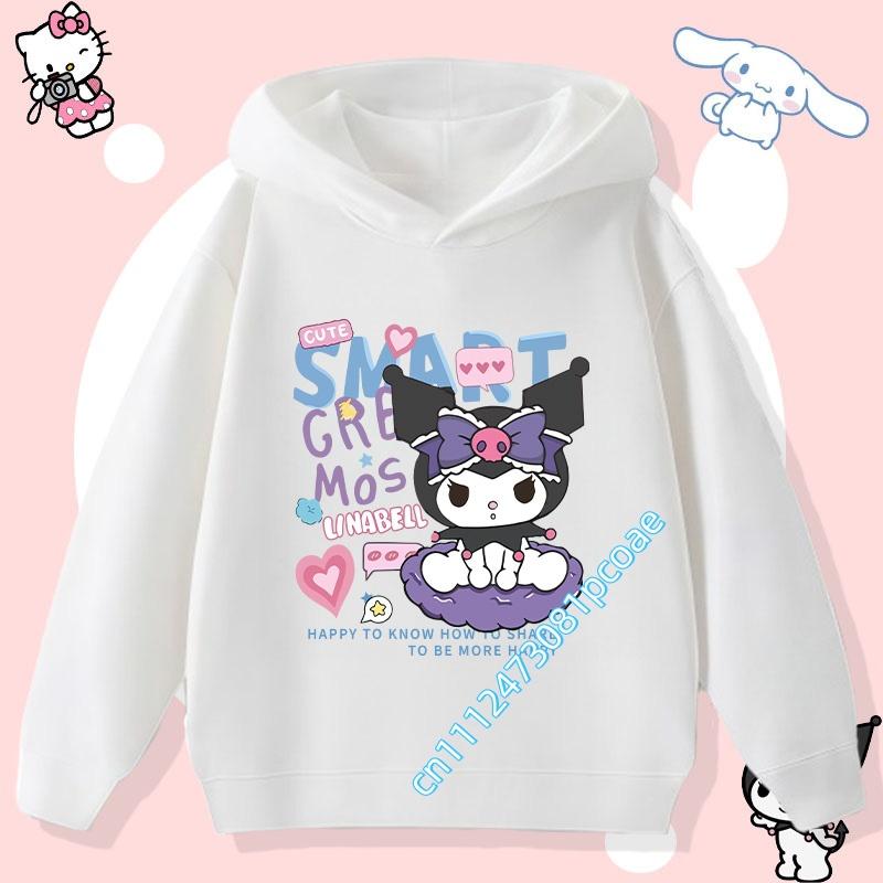 2026 New Kurumi Children's Hooded Sweatshirt Boys' Sport Shirt Girls' Casual Top Sanrio Cartoon Print Fall/Winter Pullover Shirt