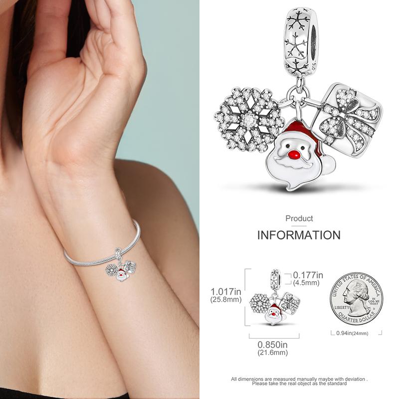 Copper Christmas Charm Beads Fit Original Bracelet Dangle Women Diy Jewelry Christmas Gifts