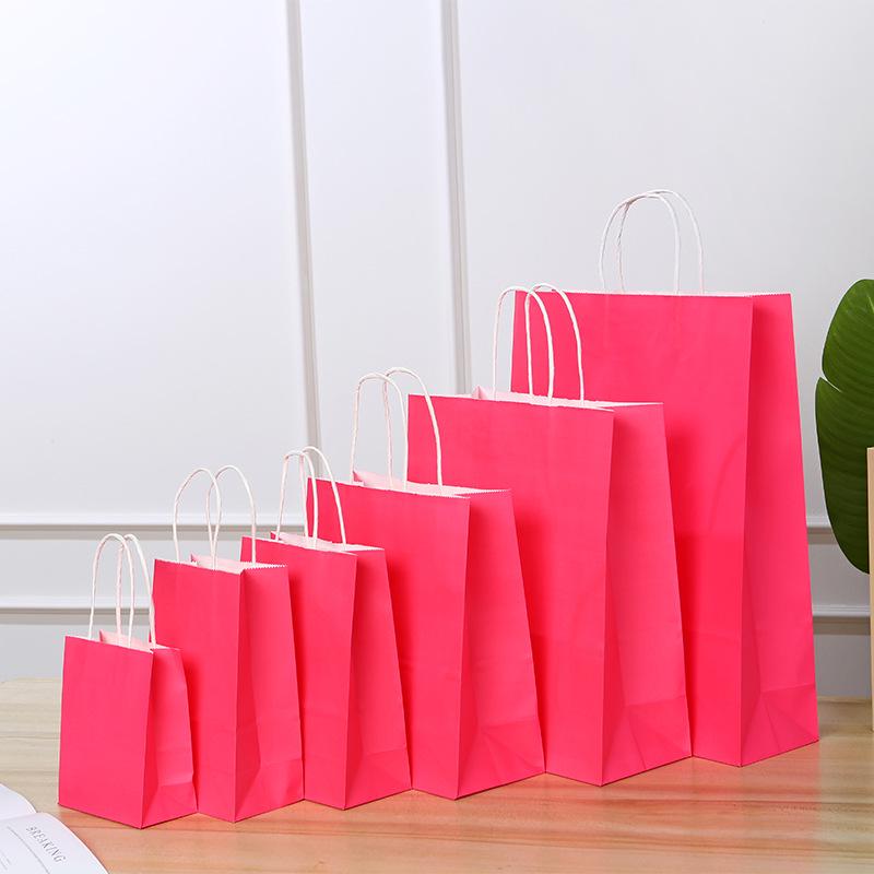 Spot Multi-color Kraft Paper Bag with Handles for Advertising, Gift Packaging, and Shopping, with Custom Printed Logo