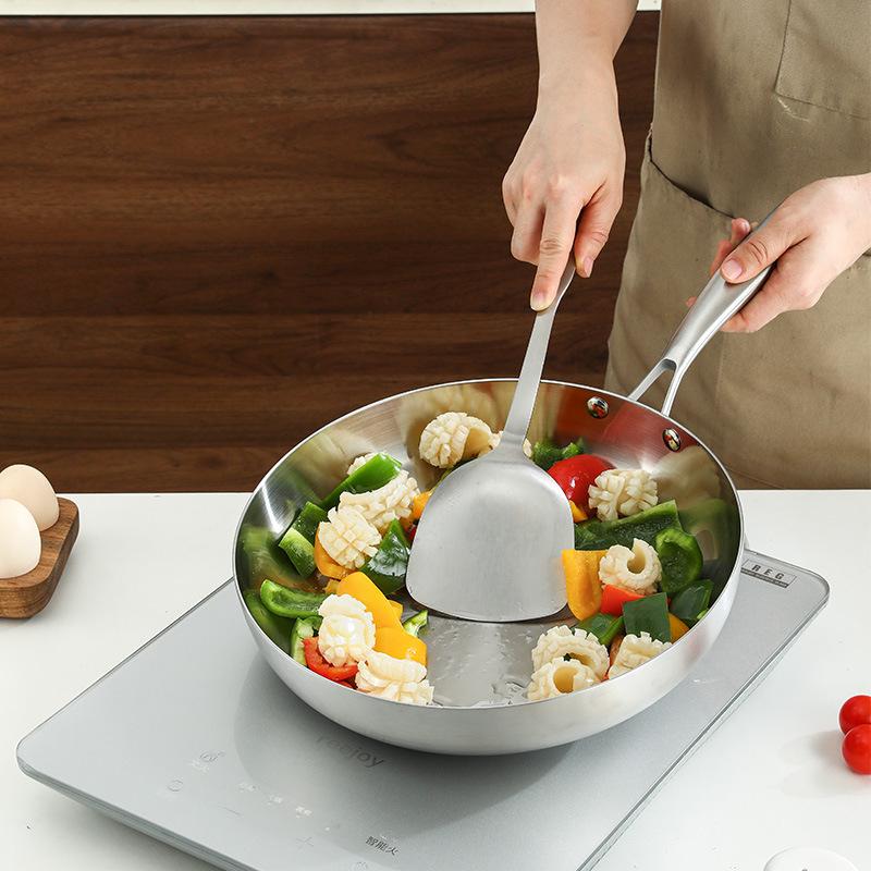 304 Stainless Steel Non-Stick Wok Frying Pan for Pan-Frying Steak, Three-Layer Steel