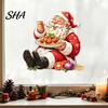 Indoor Outdoor Holiday Ornaments Santa Claus Wall Sticker, Waterproof PVC Decal, Removable Decorative Window Clings Festive Art for Glass Windows And