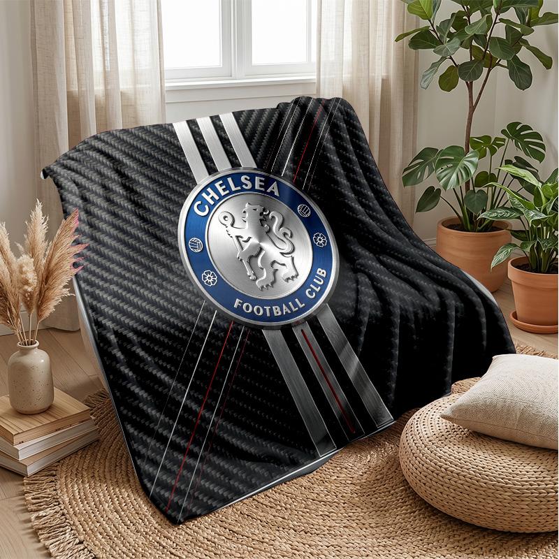 Chelsea FC Theme Blanket Soft Flannel Blanket Plush Throw Blanket Cozy Sofa Bed Blanket for Home Decor