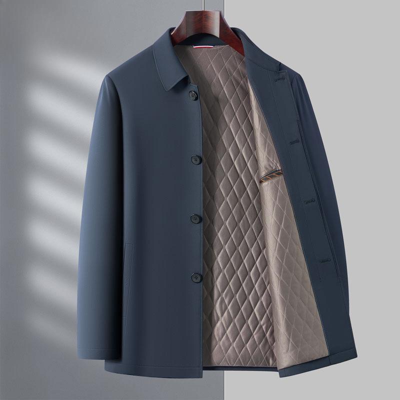 Tjock bomullskappa för män, Höst- och vinterkappa för medelålders pappa, Köldtålig bomullskappa, Avslappnad bomullsjacka