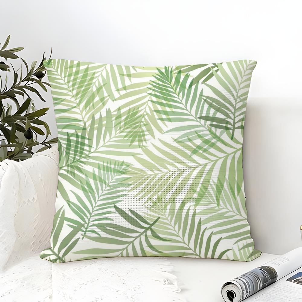 Fresh Natural Leaf Pattern Pillow Case Linen Pillow Case Sofa Home Decor Cushion Cover Cushion Cove