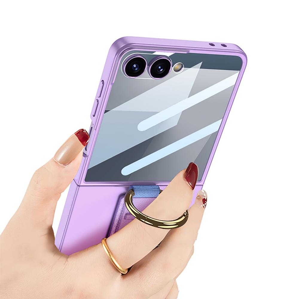 Ultra Thin Matte Case For Samsung Galaxy Z Flip 7 6 8 Metal Ring Holder Stand Skin-Friendly Plastic Hard Protection Back Cover